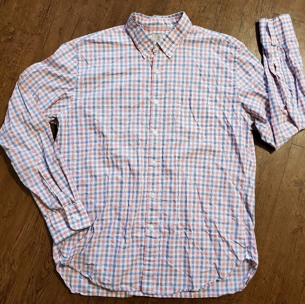 J. Crew Red And Blue Gigham Long Sleeved Shirt Size Large